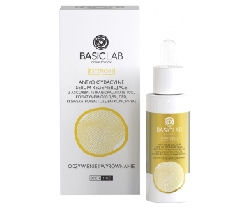 BasicLab Esteticus Antioxidant Regenerating oljni serum z 10 % vitaminom C, 0,5 % Q10 in resveratrolom