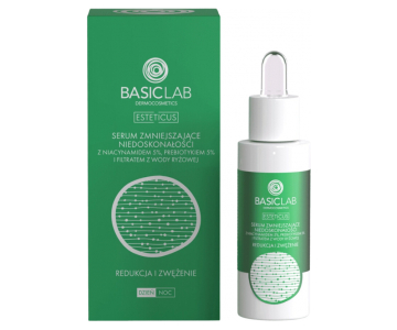 BasicLab Dermocosmetics Anti-Imperfections serum z niacinamidom, prebiotiki in riževo vodo