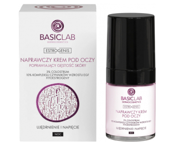 BasicLab Estrogenis Firming nočna krema za okoli oči z EGF, fitoestrogeni in kolostrumom