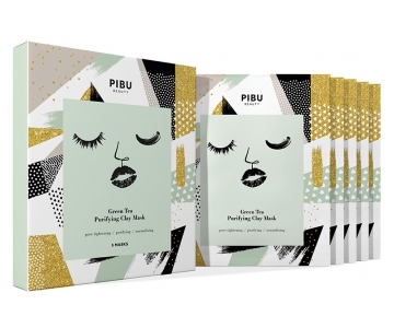 Pibu Green Tea Purifying Clay čistilna sheet maska z glino (Set 5 mask   DARILO)