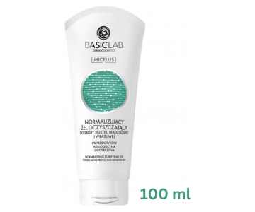 BasicLab Normalizing gel za umivanje za mešano, mastno in aknasto kožo