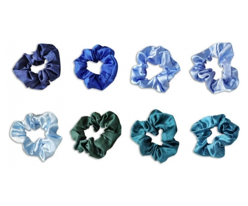 Satin Scrunchie elastika za lase 8 kos (Modra kombinacija)